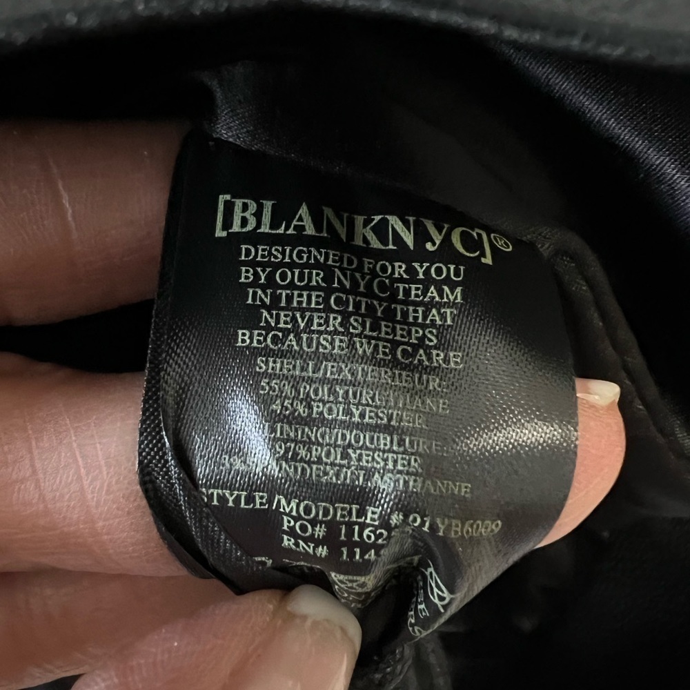 BLANKNYC Women’s Large Vegan Leather Double Breasted Blazer | Black - Picture 3 of 10
